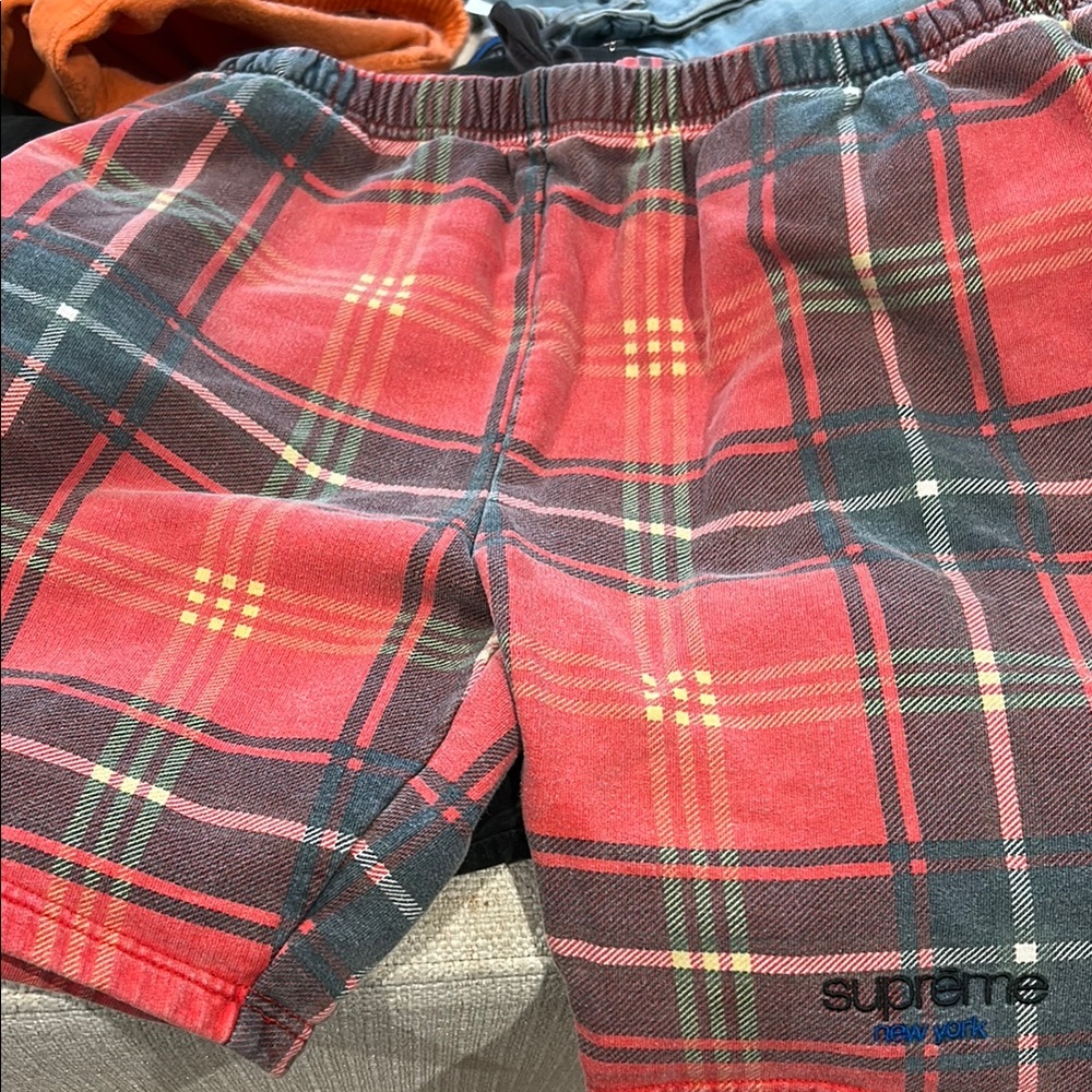Supreme Tartan Red and Black Shorts